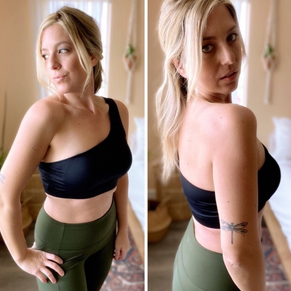 🌹last one! Size M Black One Shoulder Bra Top - Picture 3 of 5